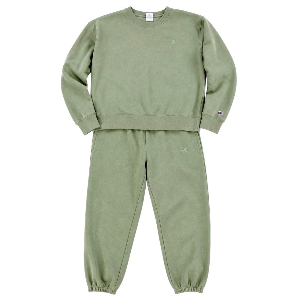 Champion Crewneck Sweatshirt XL Sage Green Relaxed Minimalist Retro and L pants.